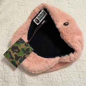 Bape Bathing Ape Rare Light Pink Faux Fur Newsboy Hat New With Tag!